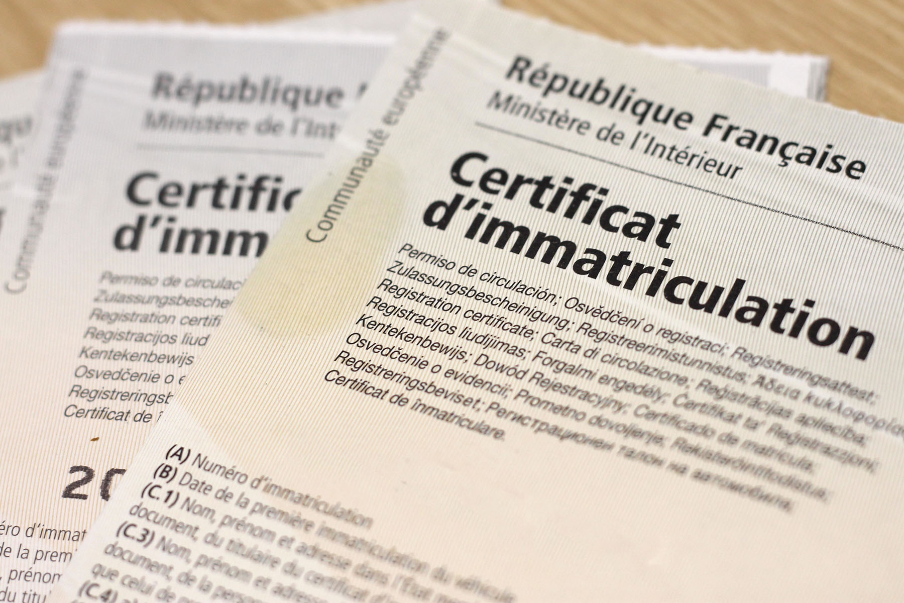 Image de carte grise - Certificat d'immatriculation